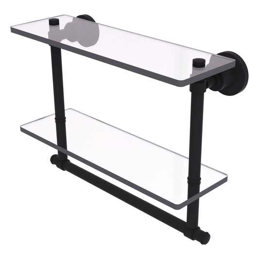 Allied Brass WS-2TB/16-BKM Washington Square 16" 2-Tierred Matte Black Glass Shelf