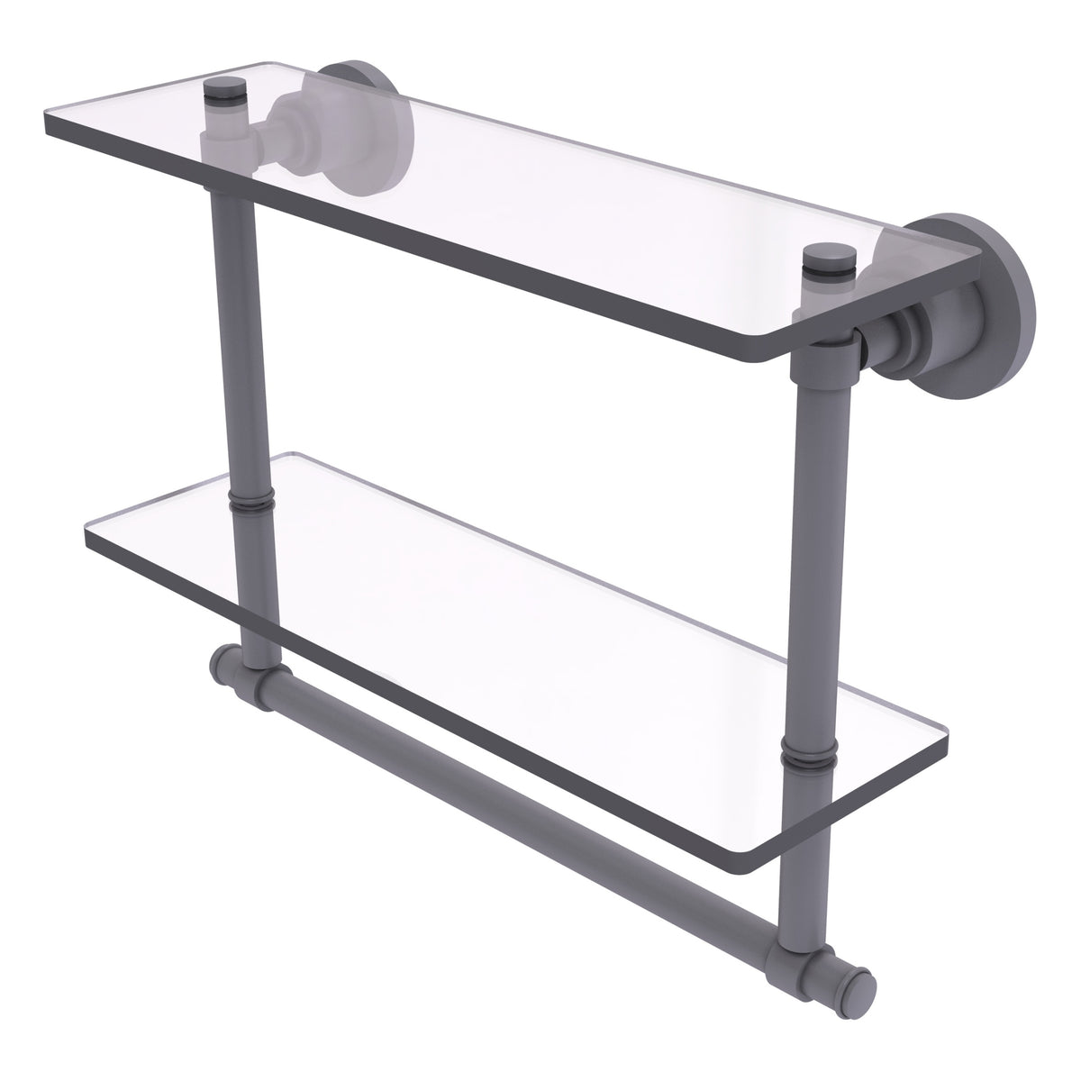 Allied Brass WS-2TB/16-GYM Washington Square 16" 2-Tierred Matte Gray Glass Shelf