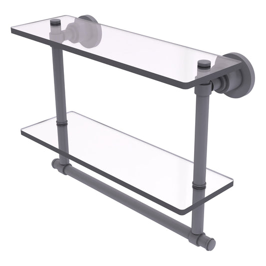 Allied Brass WS-2TB/16-GYM Washington Square 16" 2-Tierred Matte Gray Glass Shelf
