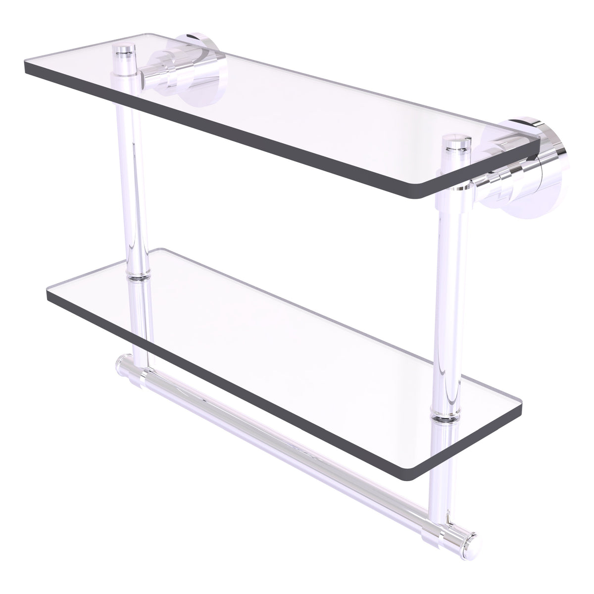 Allied Brass WS-2TB/16-PC Washington Square 16" 2-Tierred Polished Chrome Glass Shelf