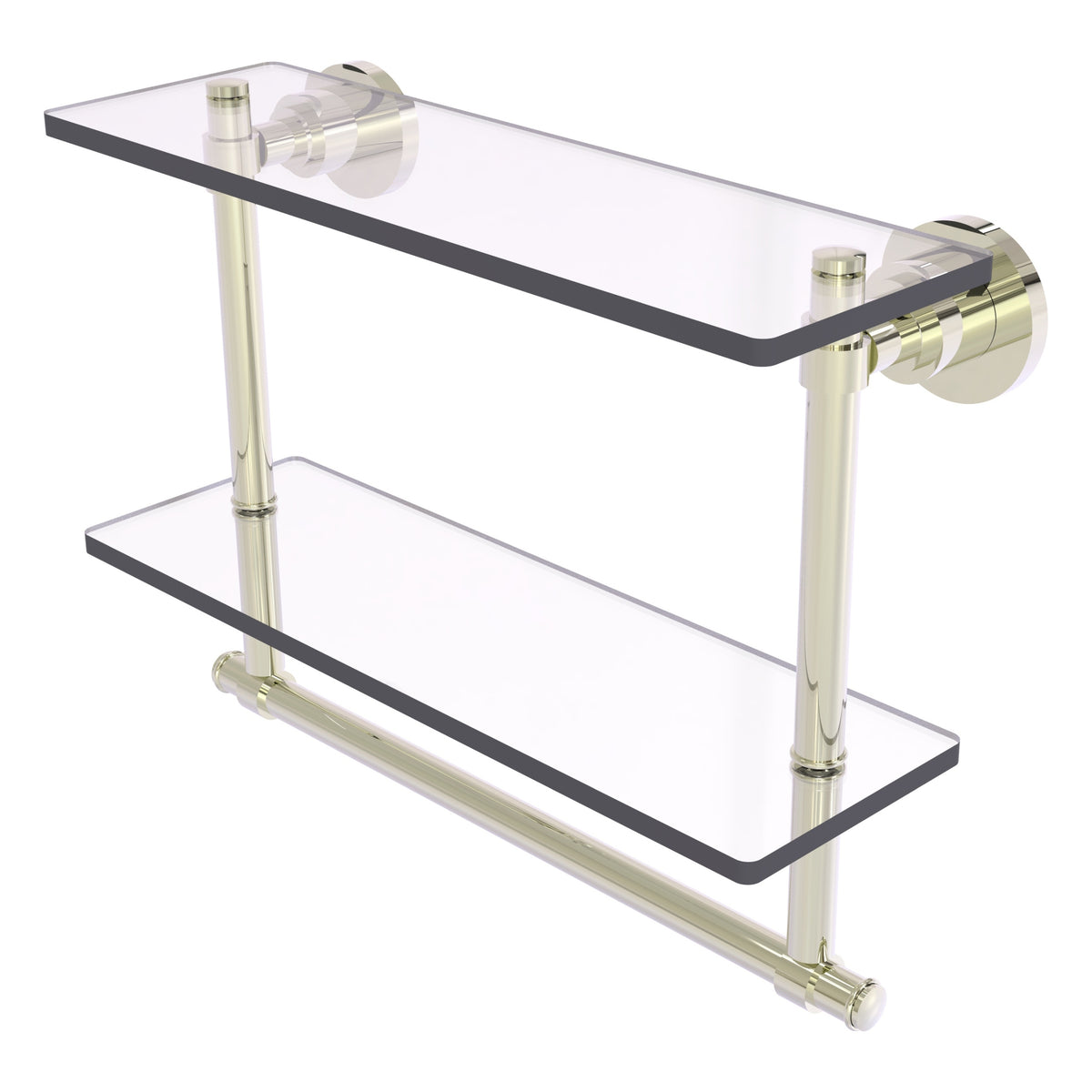 Allied Brass WS-2TB/16-PNI Washington Square 16" 2-Tierred Polished Nickel Glass Shelf