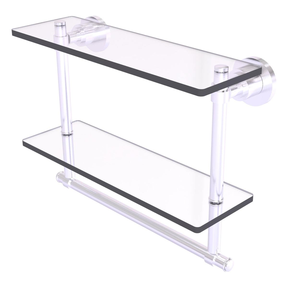 Allied Brass WS-2TB/16-SCH Washington Square 16" 2-Tierred Satin Chrome Glass Shelf
