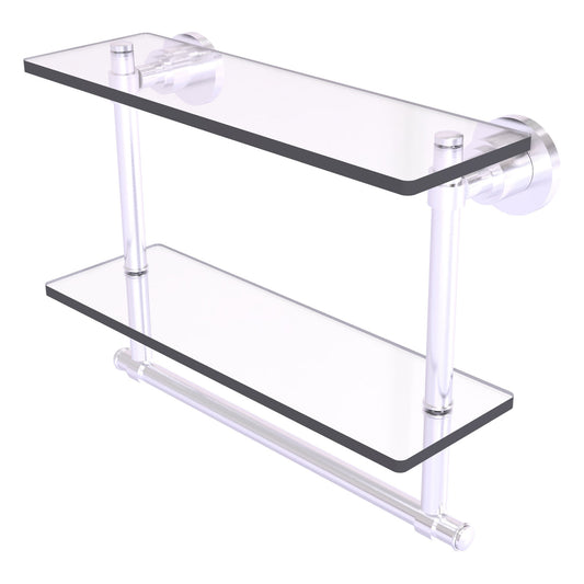 Allied Brass WS-2TB/16-SCH Washington Square 16" 2-Tierred Satin Chrome Glass Shelf