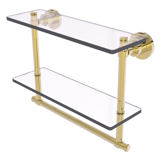 Allied Brass WS-2TB/16-UNL Washington Square 16" 2-Tierred Unlacquered Brass Glass Shelf