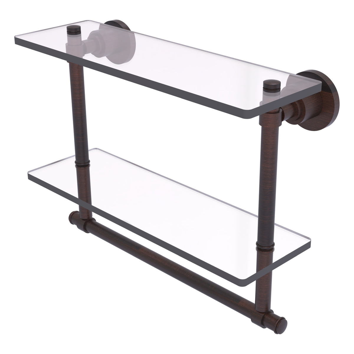 Allied Brass WS-2TB/16-VB Washington Square 16" 2-Tierred Venetian Bronze Glass Shelf