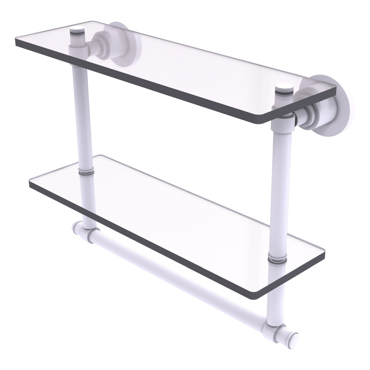 Allied Brass WS-2TB/16-WHM Washington Square 16" 2-Tierred Matte White Glass Shelf