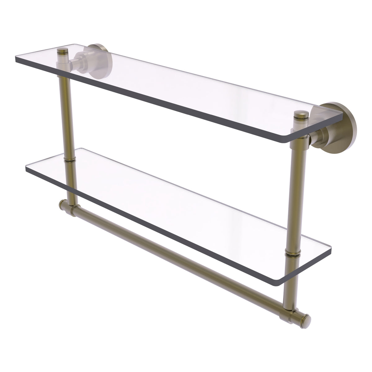 Allied Brass WS-2TB/22-ABR Washington Square 22" 2-Tierred Antique Brass Glass Shelf