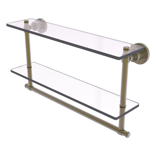 Allied Brass WS-2TB/22-ABR Washington Square 22" 2-Tierred Antique Brass Glass Shelf