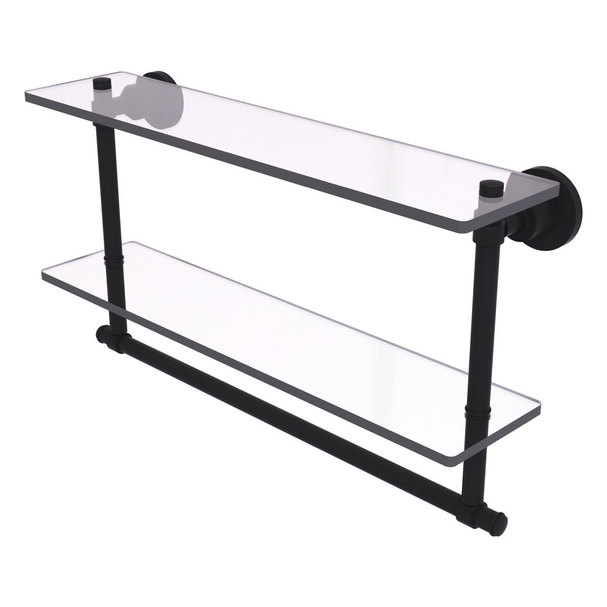 Allied Brass WS-2TB/22-BKM Washington Square 22" 2-Tierred Matte Black Glass Shelf