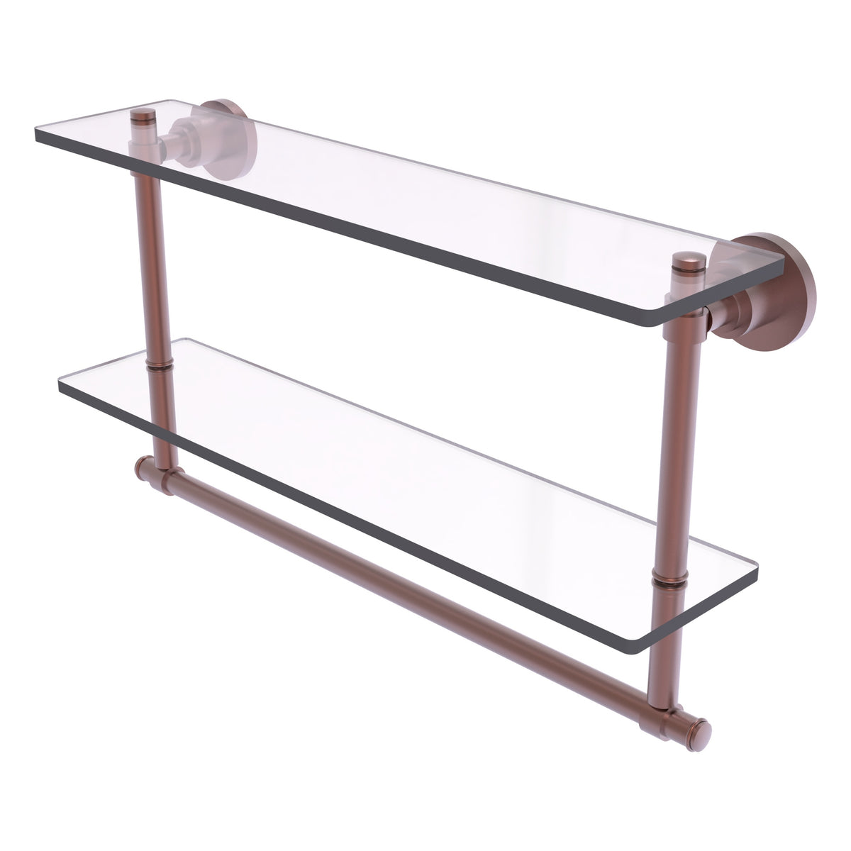 Allied Brass WS-2TB/22-CA Washington Square 22" 2-Tierred Antique Copper Glass Shelf