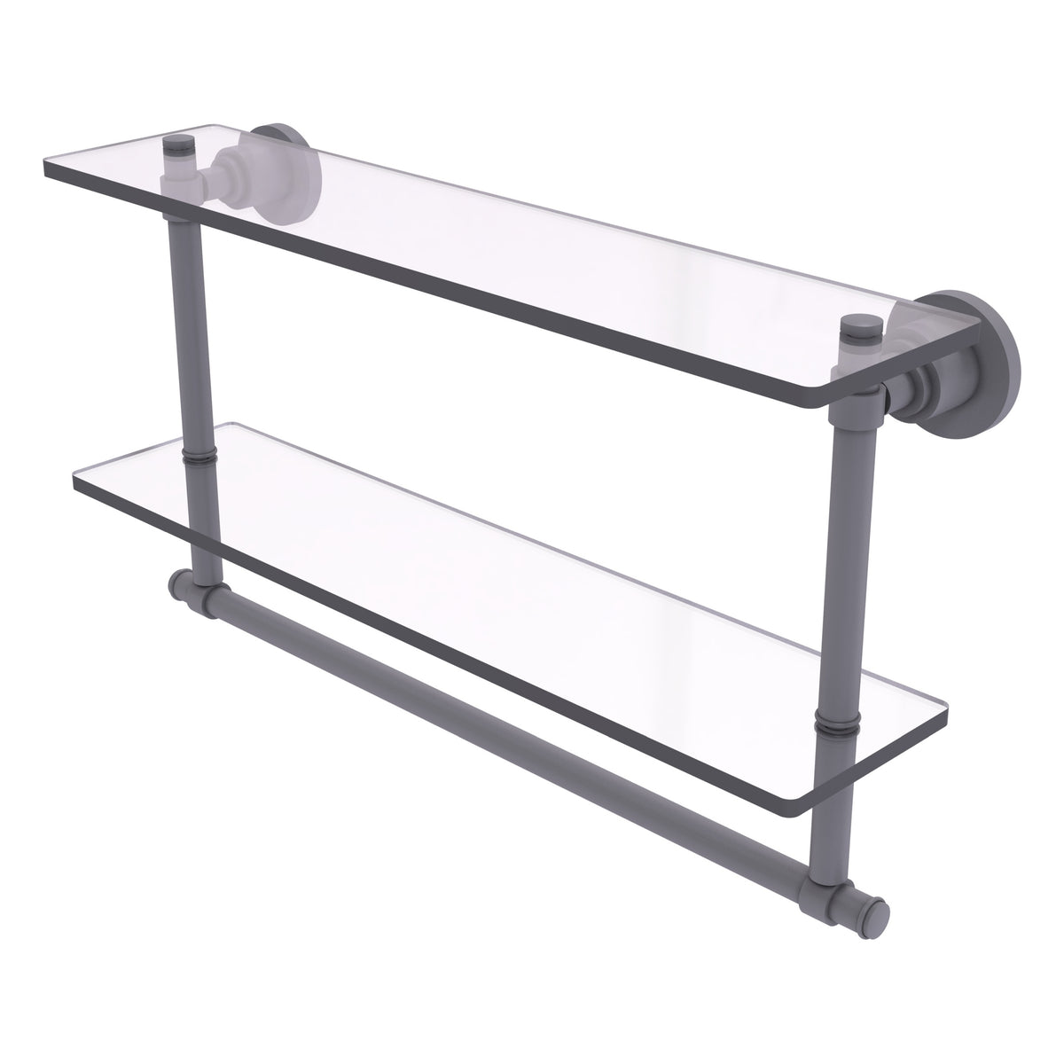 Allied Brass WS-2TB/22-GYM Washington Square 22" 2-Tierred Matte Gray Glass Shelf