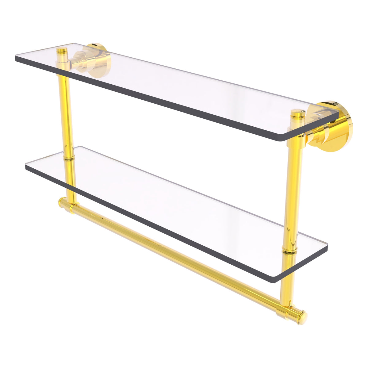 Allied Brass WS-2TB/22-PB Washington Square 22" 2-Tierred Polished Brass Glass Shelf