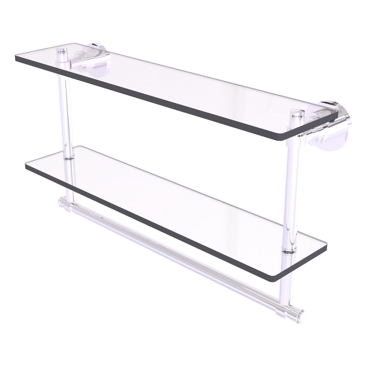 Allied Brass WS-2TB/22-PC Washington Square 22" 2-Tierred Polished Chrome Glass Shelf