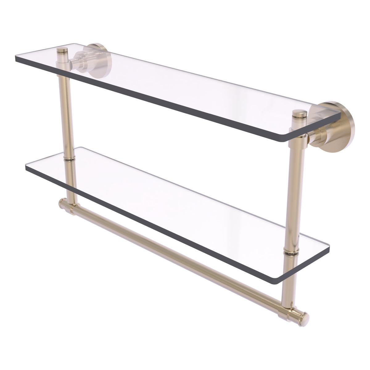 Allied Brass WS-2TB/22-PEW Washington Square 22" 2-Tierred Antique Pewter Glass Shelf