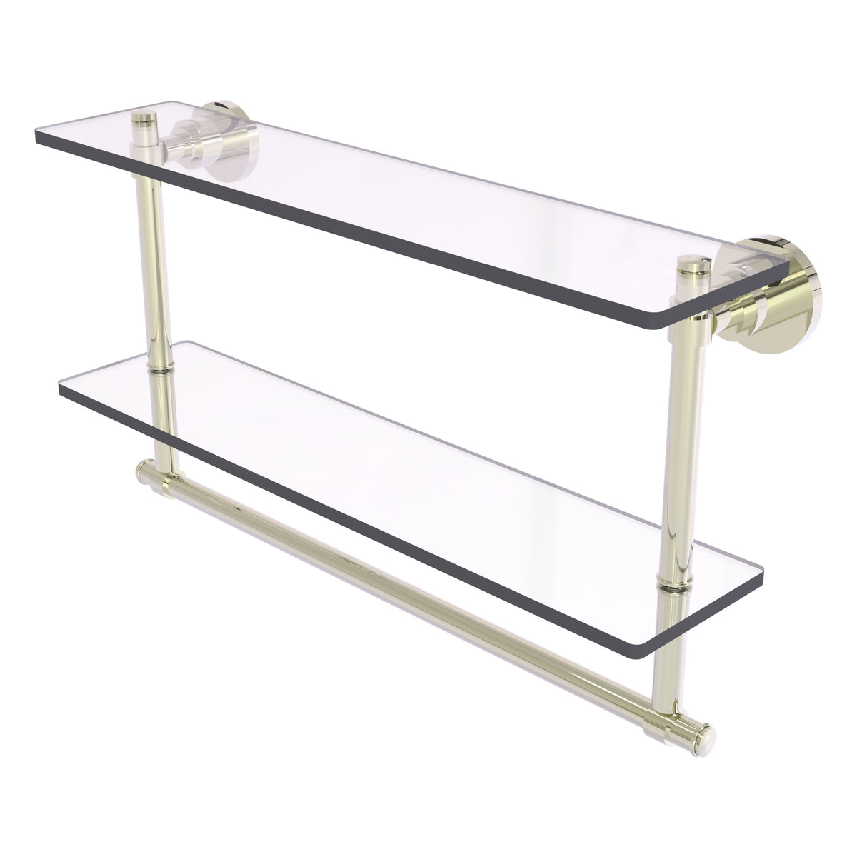 Allied Brass WS-2TB/22-PNI Washington Square 22" 2-Tierred Polished Nickel Glass Shelf