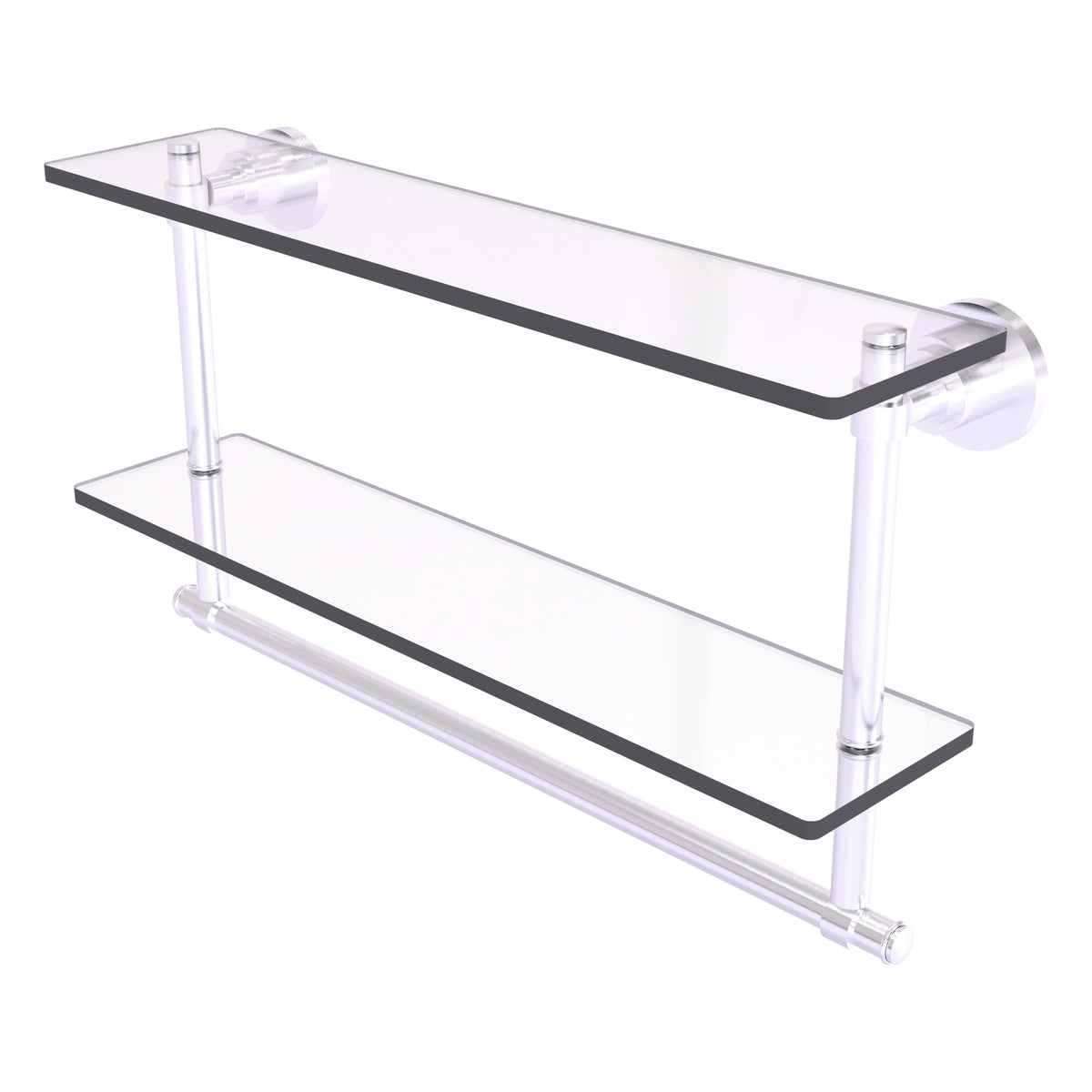 Allied Brass WS-2TB/22-SCH Washington Square 22" 2-Tierred Satin Chrome Glass Shelf