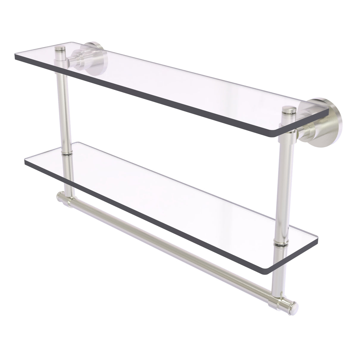 Allied Brass WS-2TB/22-SN Washington Square 22" 2-Tierred Satin Nickel Glass Shelf