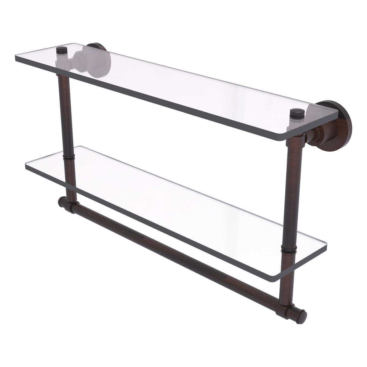 Allied Brass WS-2TB/22-VB Washington Square 22" 2-Tierred Venetian Bronze Glass Shelf