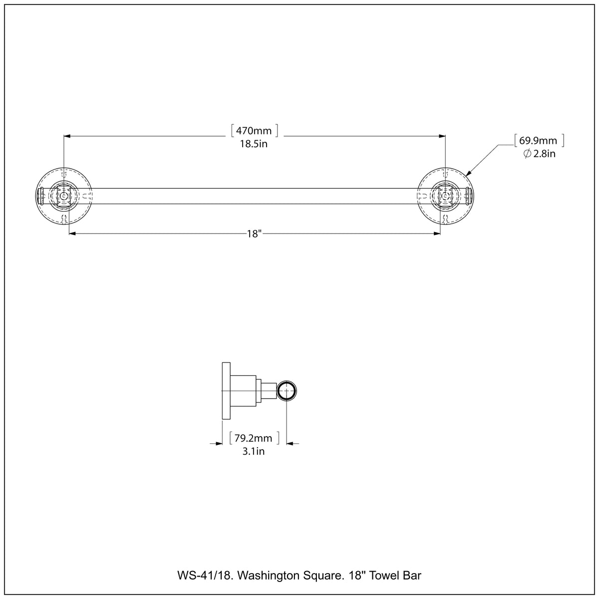 Allied Brass WS-41/18-GYM Washington Square 18" Matte Gray Towel Bar