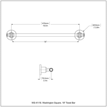 Allied Brass WS-41/18-ORB Washington Square 18" Oil Rubbed Bronze Towel Bar