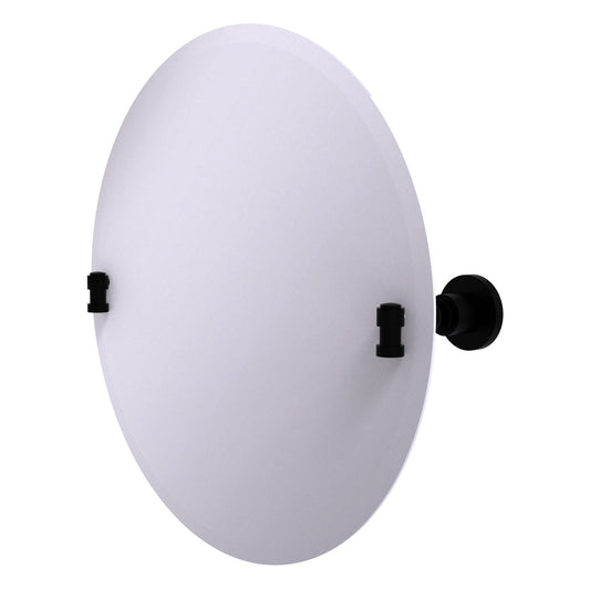 Allied Brass WS-90-BKM Washington Square Matte Black Frameless Round Tilt Wall Mirror With Beveled Edge