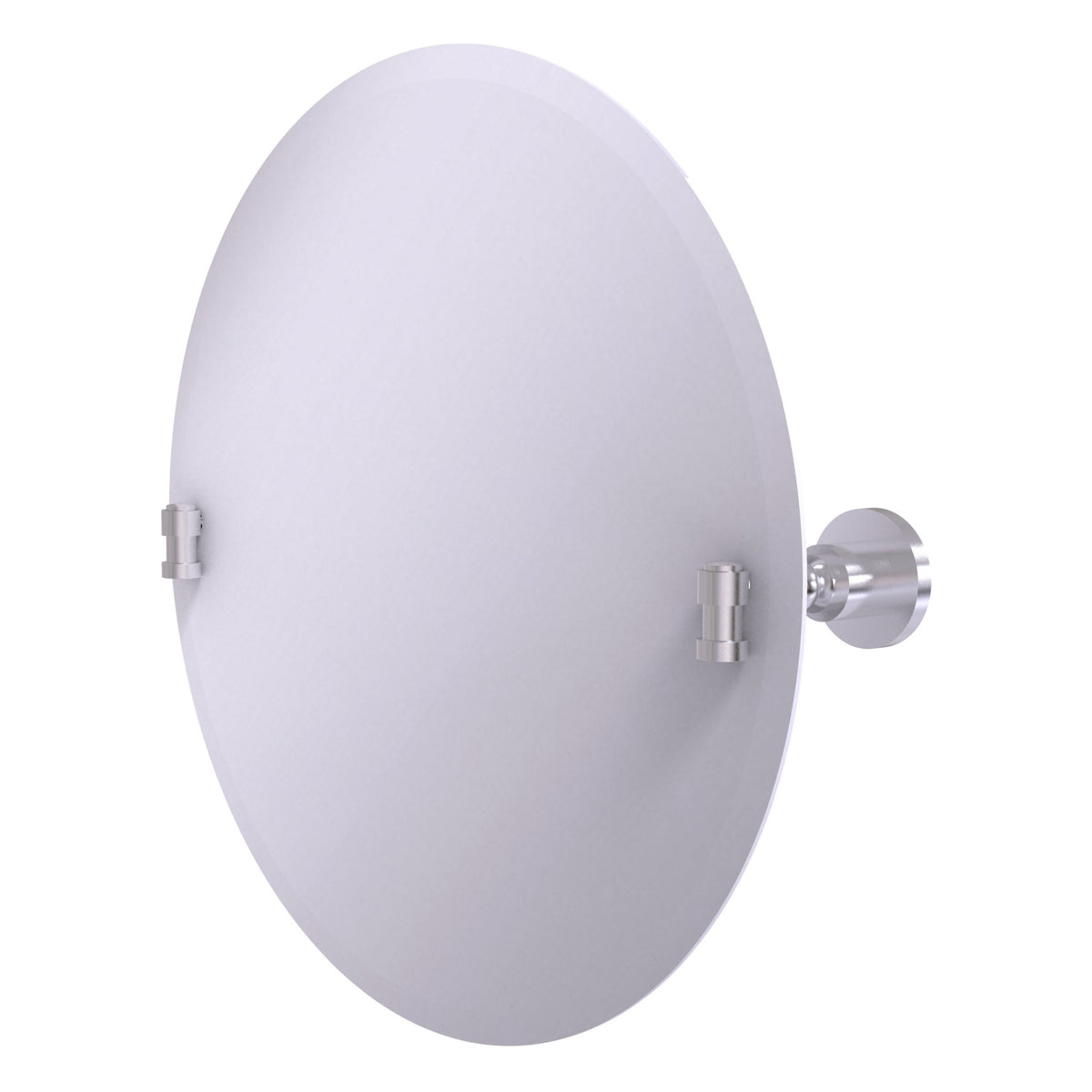 Allied Brass WS-90-SCH Washington Square Satin Chrome Frameless Round Tilt Wall Mirror With Beveled Edge