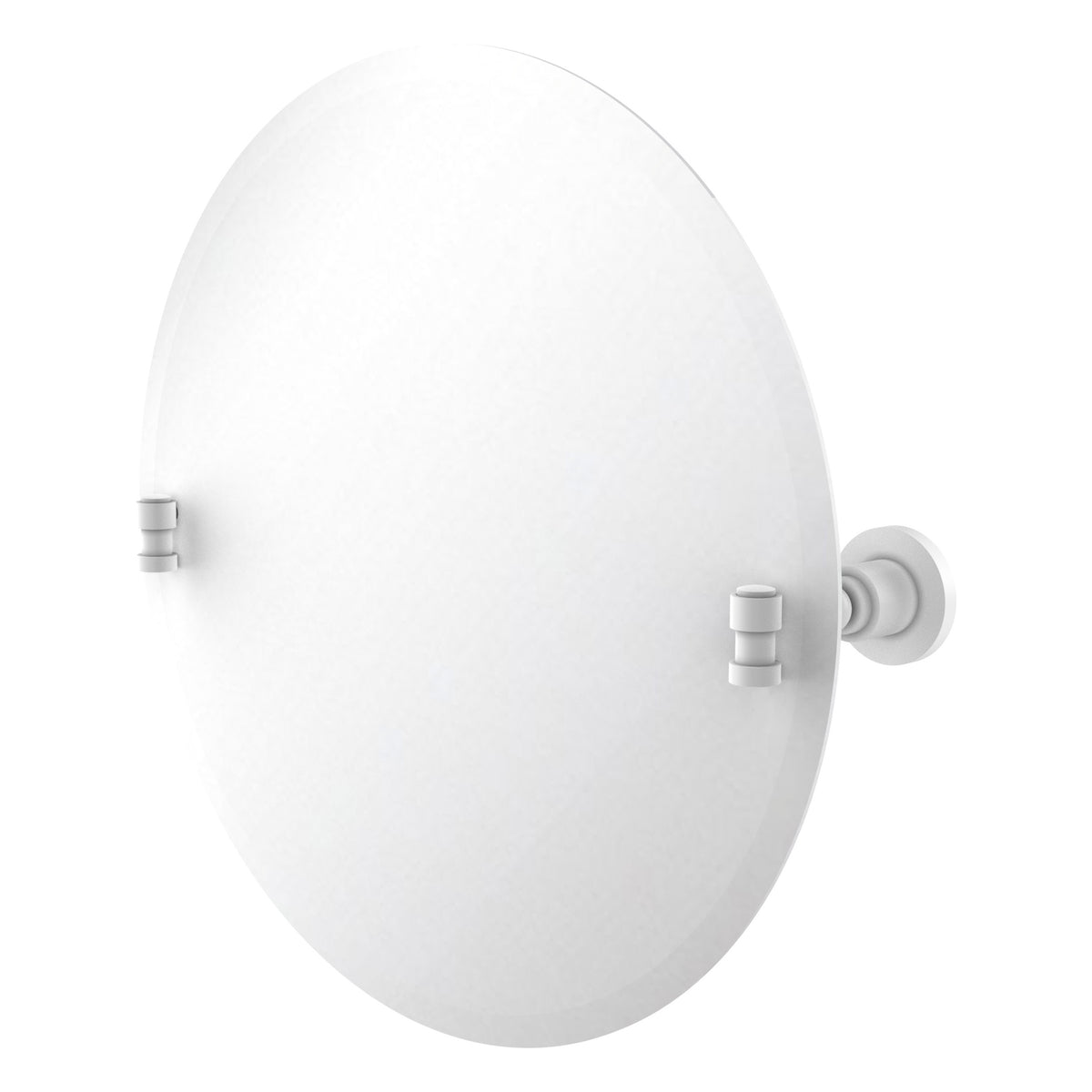 Allied Brass WS-90-WHM Washington Square Matte White Frameless Round Tilt Wall Mirror With Beveled Edge