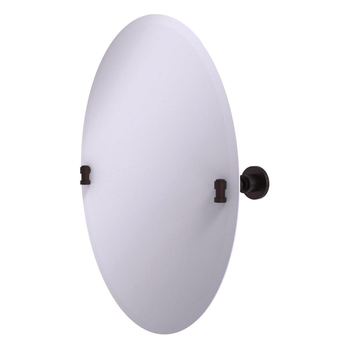 Allied Brass WS-91-ABZ Washington Square Antique Bronze Frameless Oval Tilt Wall Mirror With Beveled Edge