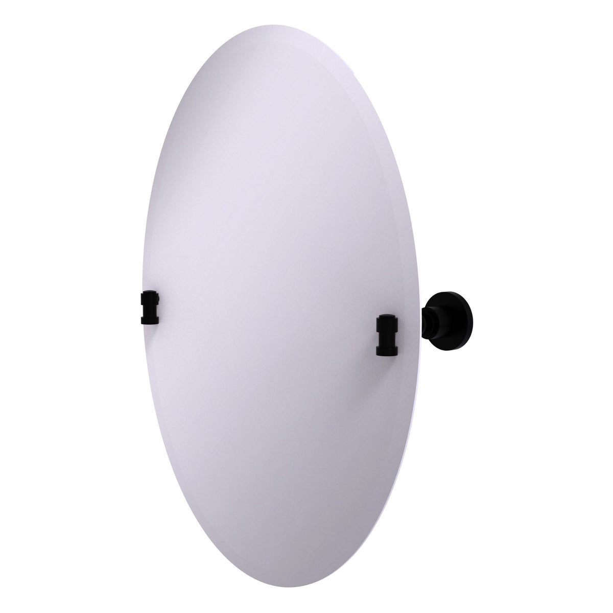 Allied Brass WS-91-BKM Washington Square Matte Black Frameless Oval Tilt Wall Mirror With Beveled Edge