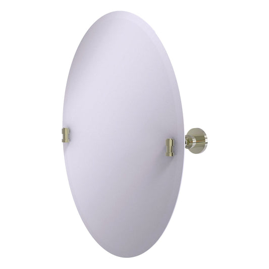 Allied Brass WS-91-PNI Washington Square Polished Nickel Frameless Oval Tilt Wall Mirror With Beveled Edge