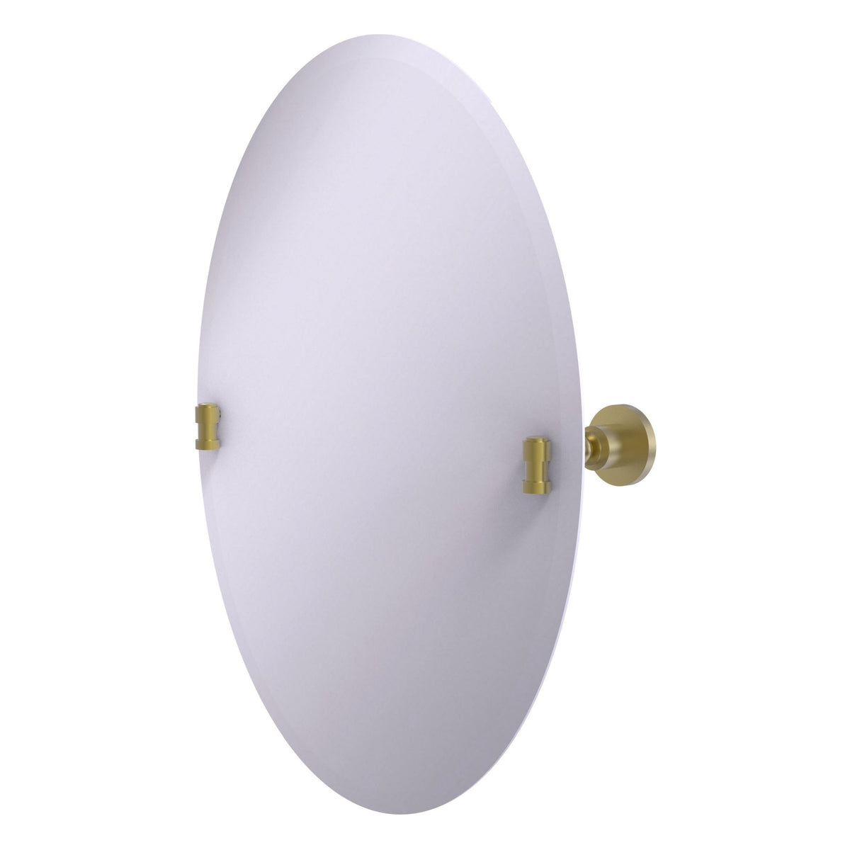 Allied Brass WS-91-SBR Washington Square Satin Brass Frameless Oval Tilt Wall Mirror With Beveled Edge
