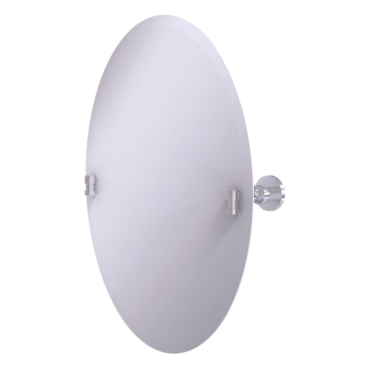 Allied Brass WS-91-SCH Washington Square Satin Chrome Frameless Oval Tilt Wall Mirror With Beveled Edge