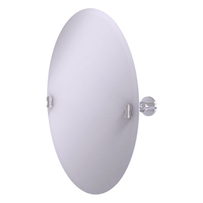 Allied Brass WS-91-SCH Washington Square Satin Chrome Frameless Oval Tilt Wall Mirror With Beveled Edge