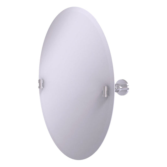 Allied Brass WS-91-SCH Washington Square Satin Chrome Frameless Oval Tilt Wall Mirror With Beveled Edge