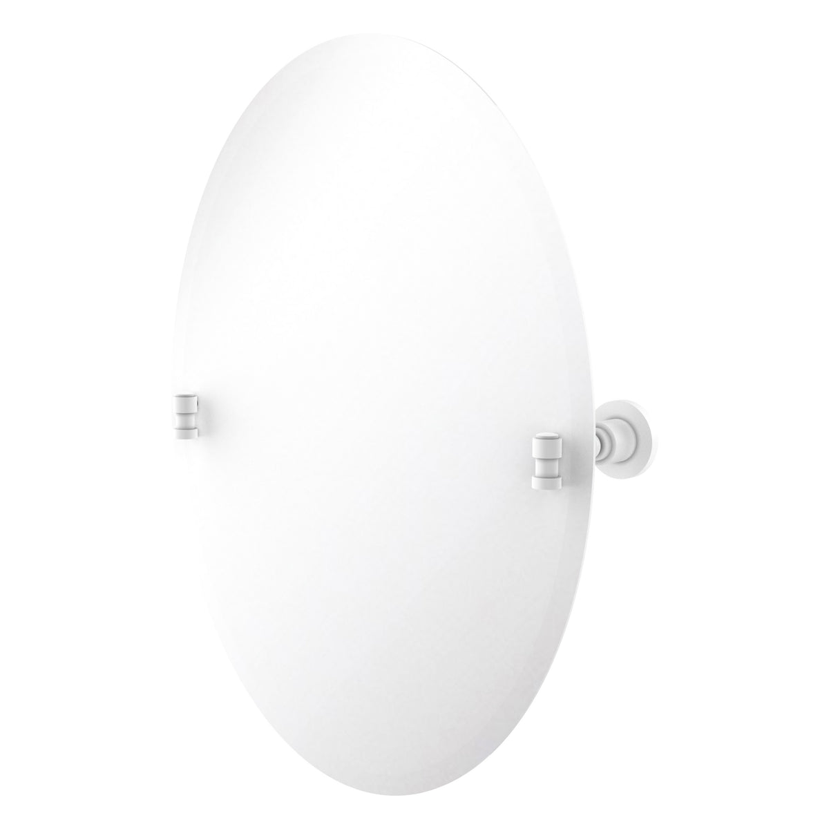 Allied Brass WS-91-WHM Washington Square Matte White Frameless Oval Tilt Wall Mirror With Beveled Edge