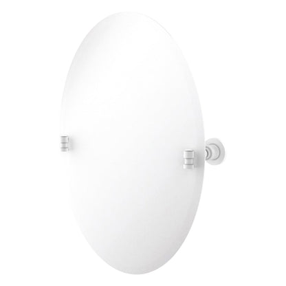 Allied Brass WS-91-WHM Washington Square Matte White Frameless Oval Tilt Wall Mirror With Beveled Edge