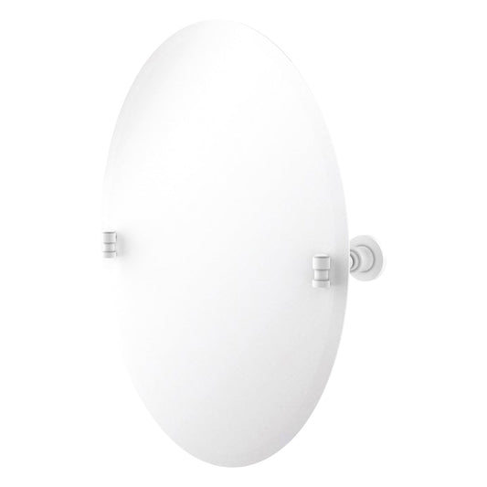 Allied Brass WS-91-WHM Washington Square Matte White Frameless Oval Tilt Wall Mirror With Beveled Edge