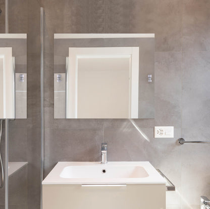Allied Brass WS-93-WHM Washington Square Matte White Frameless Landscape Rectangular Tilt Wall Mirror With Beveled Edge