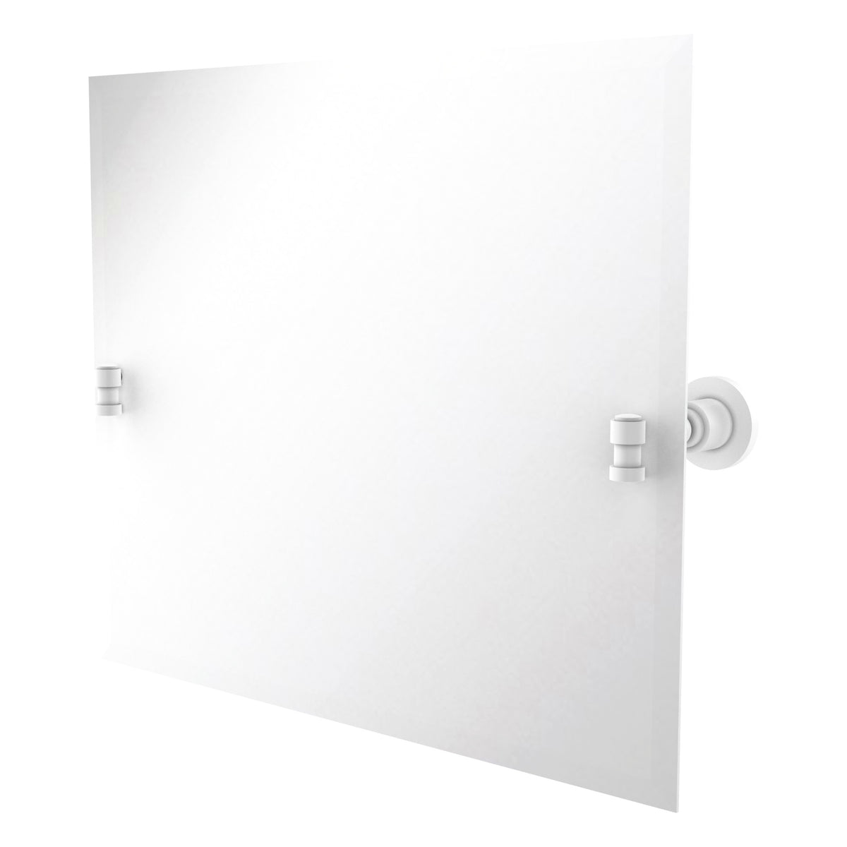 Allied Brass WS-93-WHM Washington Square Matte White Frameless Landscape Rectangular Tilt Wall Mirror With Beveled Edge