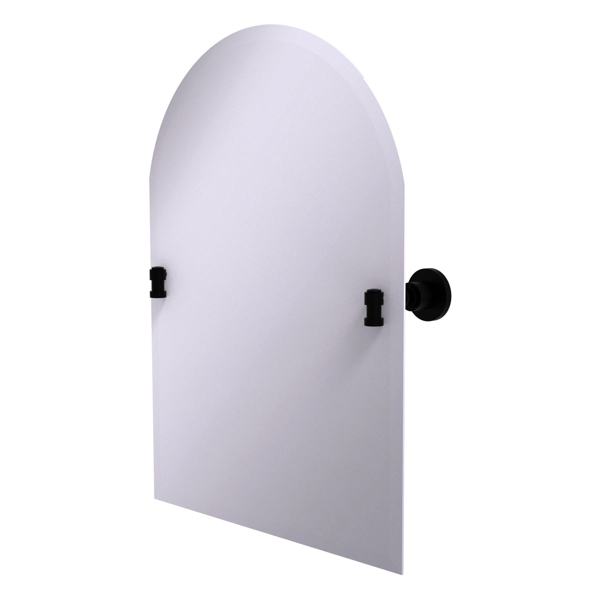 Allied Brass WS-94-BKM Washington Square Matte Black Frameless Arched Top Wall Mirror With Beveled Edge