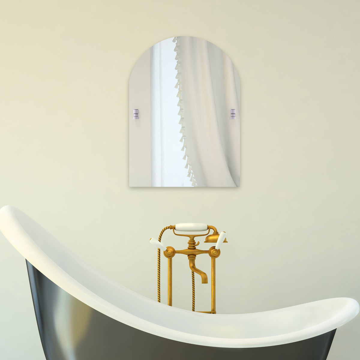 Allied Brass WS-94-PC Washington Square Polished Chrome Frameless Arched Top Wall Mirror With Beveled Edge