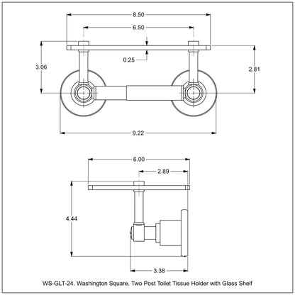 Allied Brass WS-GLT-24-SBR Washington Square 2-Post Satin Brass Toilet Tissue Holder