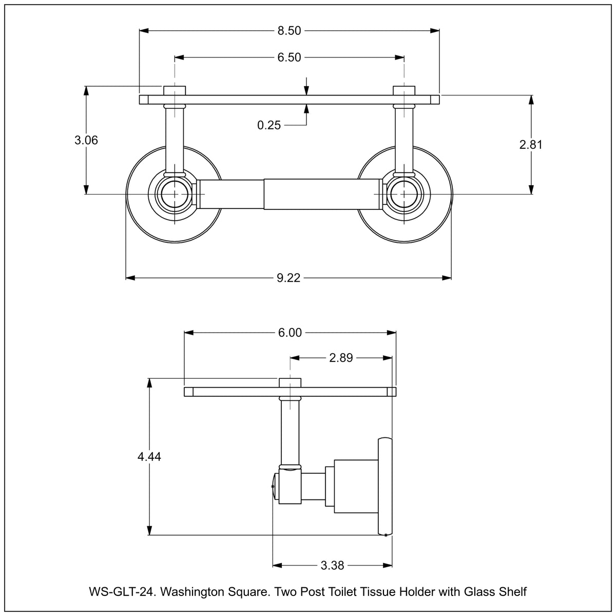 Allied Brass WS-GLT-24-SN Washington Square 2-Post Satin Nickel Toilet Tissue Holder