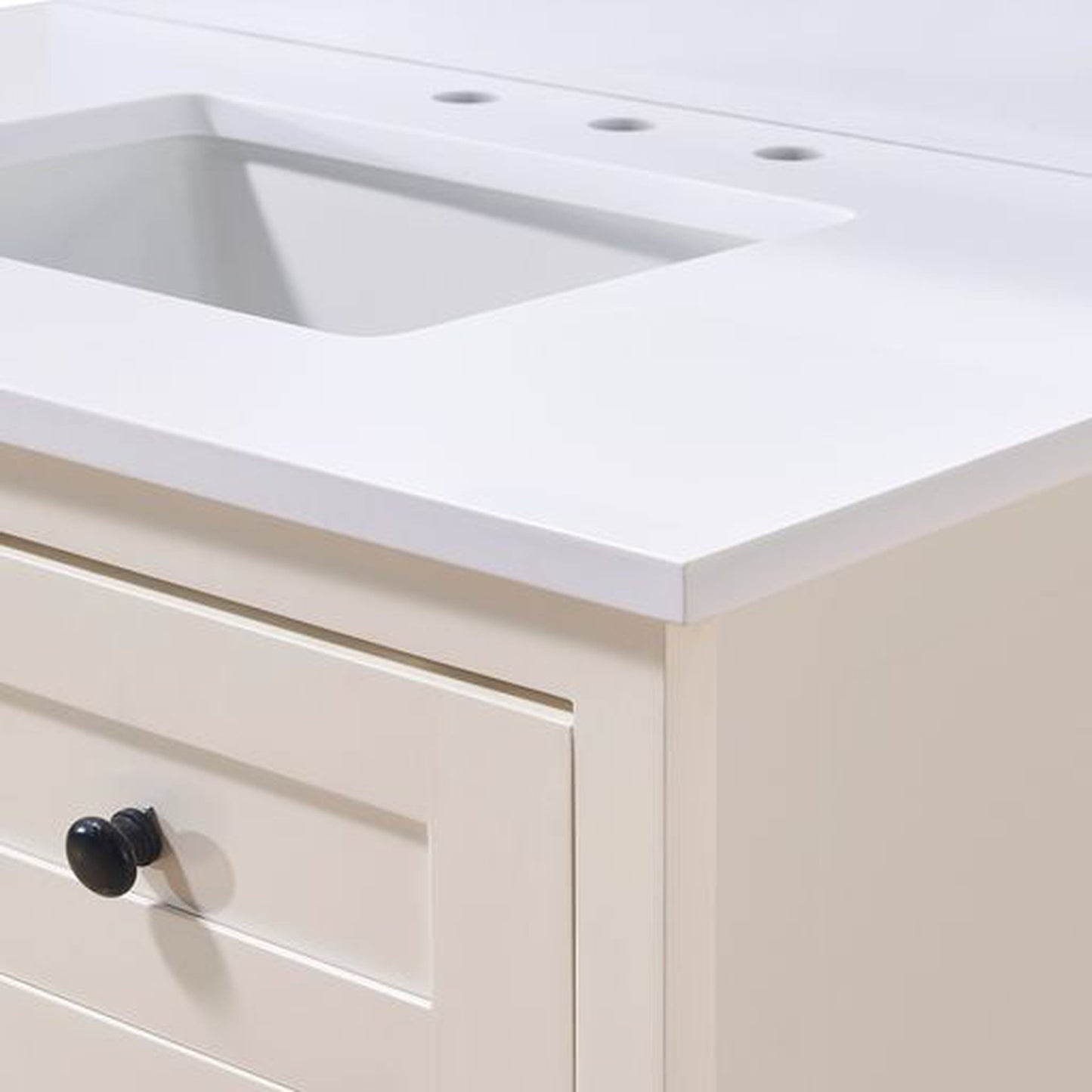 Altair Andalo 37" x 22" Snow White Composite Stone Bathroom Vanity Top With White SInk