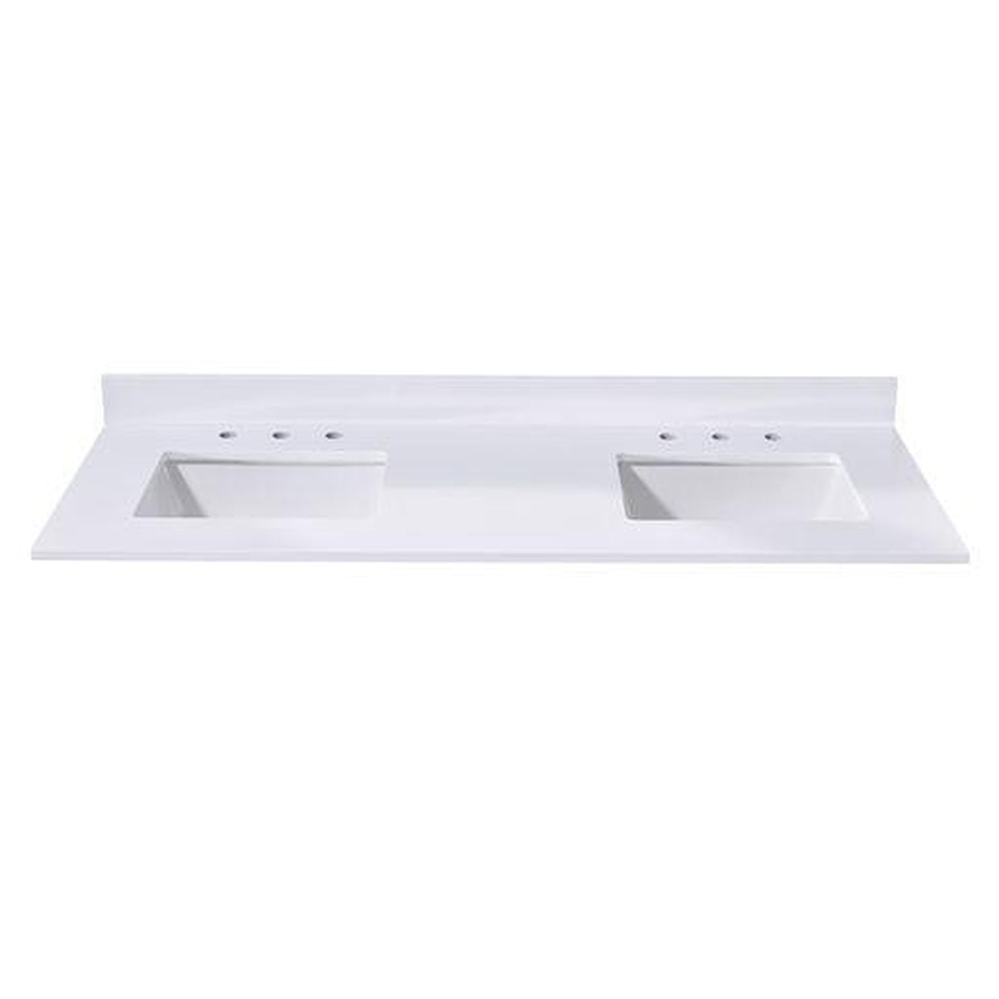 Altair Andalo 61" x 22" Snow White Composite Stone Bathroom Vanity Top With Double White SInk