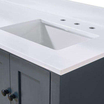 Altair Andalo 61" x 22" Snow White Composite Stone Bathroom Vanity Top With Double White SInk