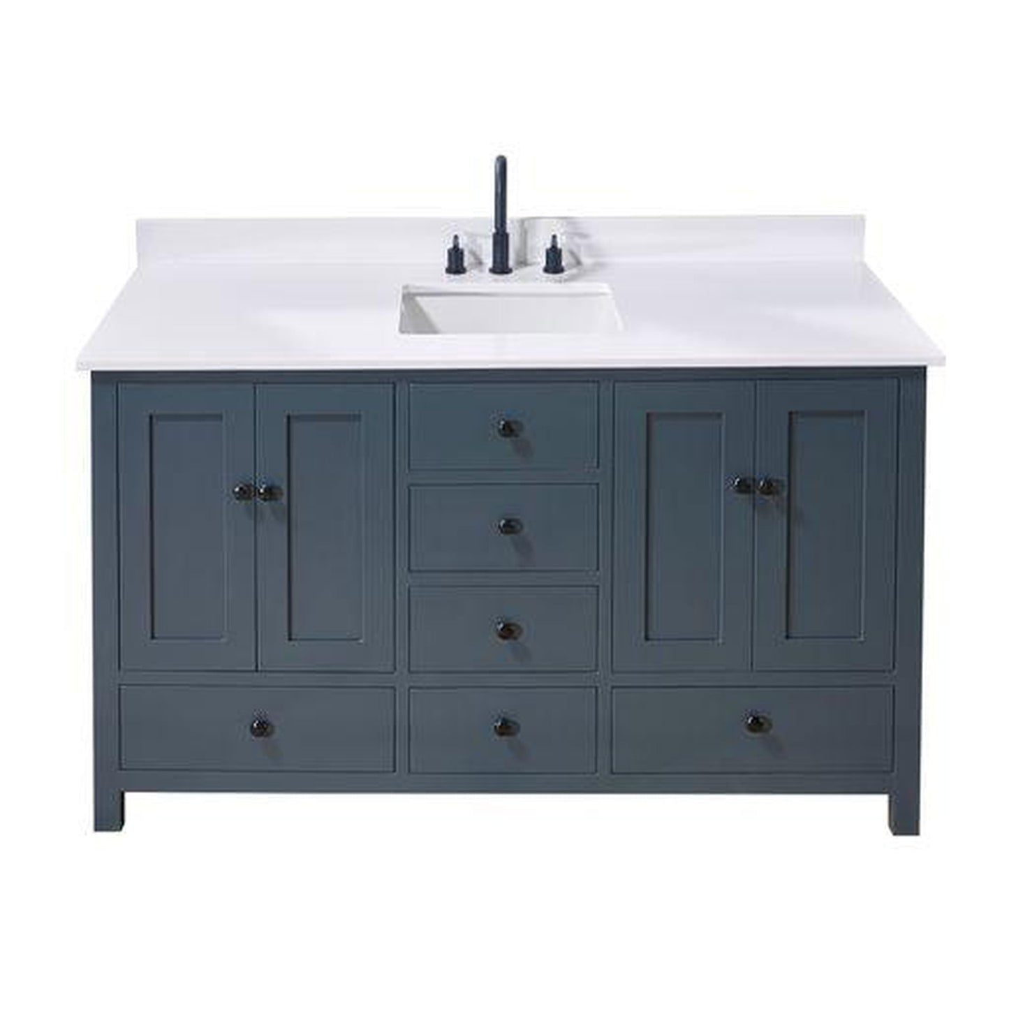 Altair Andalo 61" x 22" Snow White Composite Stone Bathroom Vanity Top With Single White SInk