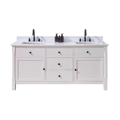 Altair Andalo 73" x 22" Snow White Composite Stone Bathroom Vanity Top With White SInk