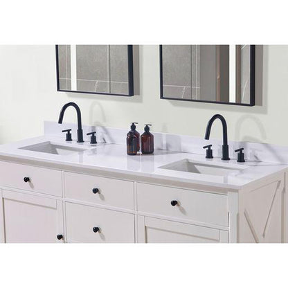 Altair Andalo 73" x 22" Snow White Composite Stone Bathroom Vanity Top With White SInk