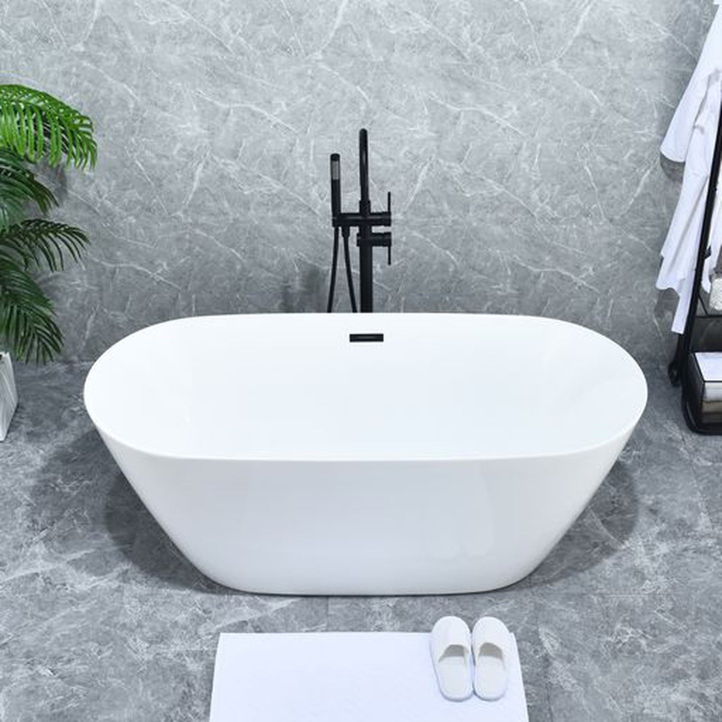Altair Assens Matte Black Double Lever Handle Freestanding Bathtub Faucet With Handshower
